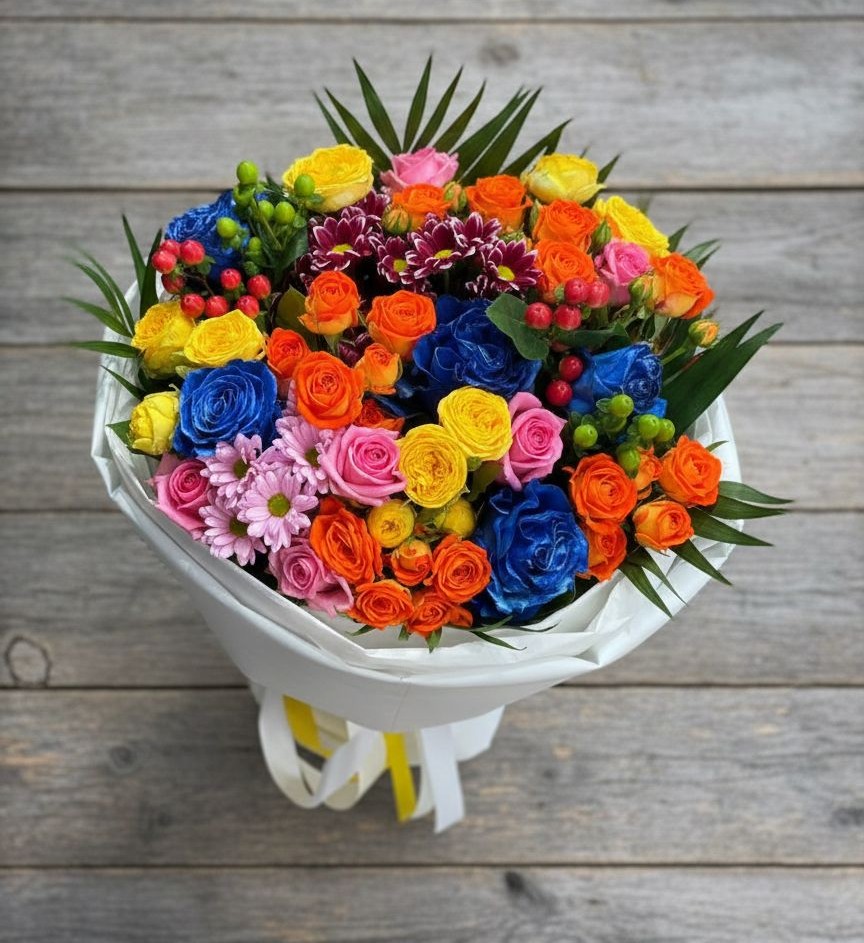 Букет цветов из: Розы и Хризантемы в Советском Руно