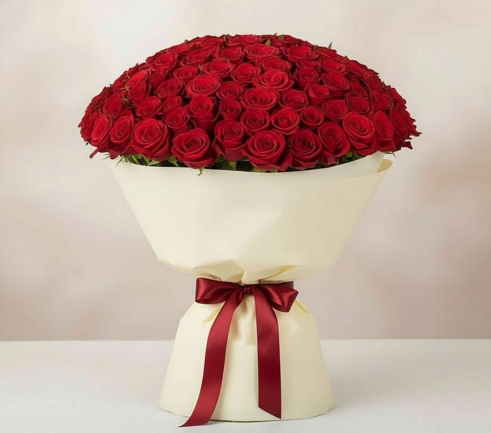 Букет 101 Красная роза Милано в Советском Руно
