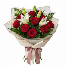 Букет цветов из:  Лилии и Розы #REPLACE_PRED# Советском Руно