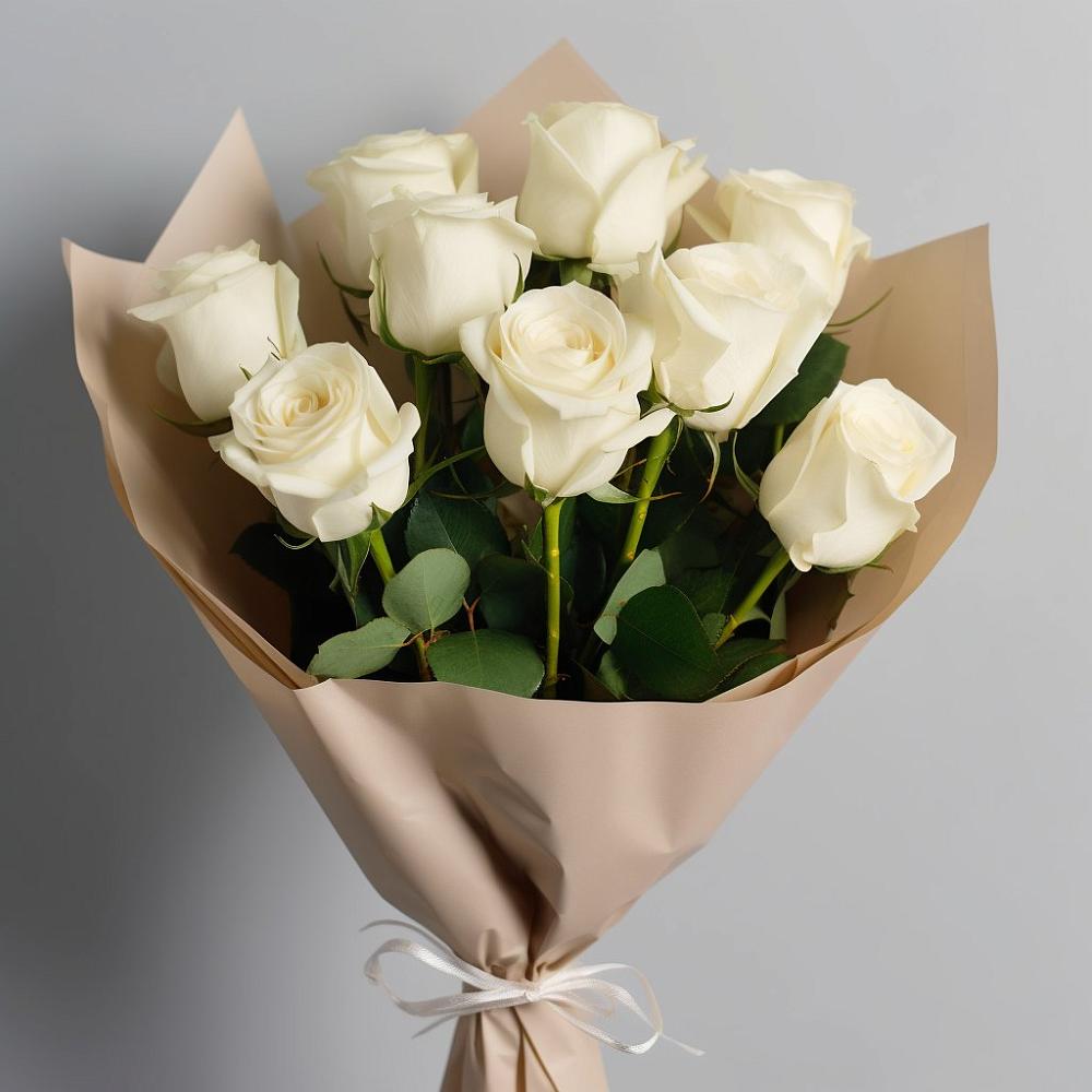 Букет 9 Белых роз Эдлесс Лав в Советском Руно