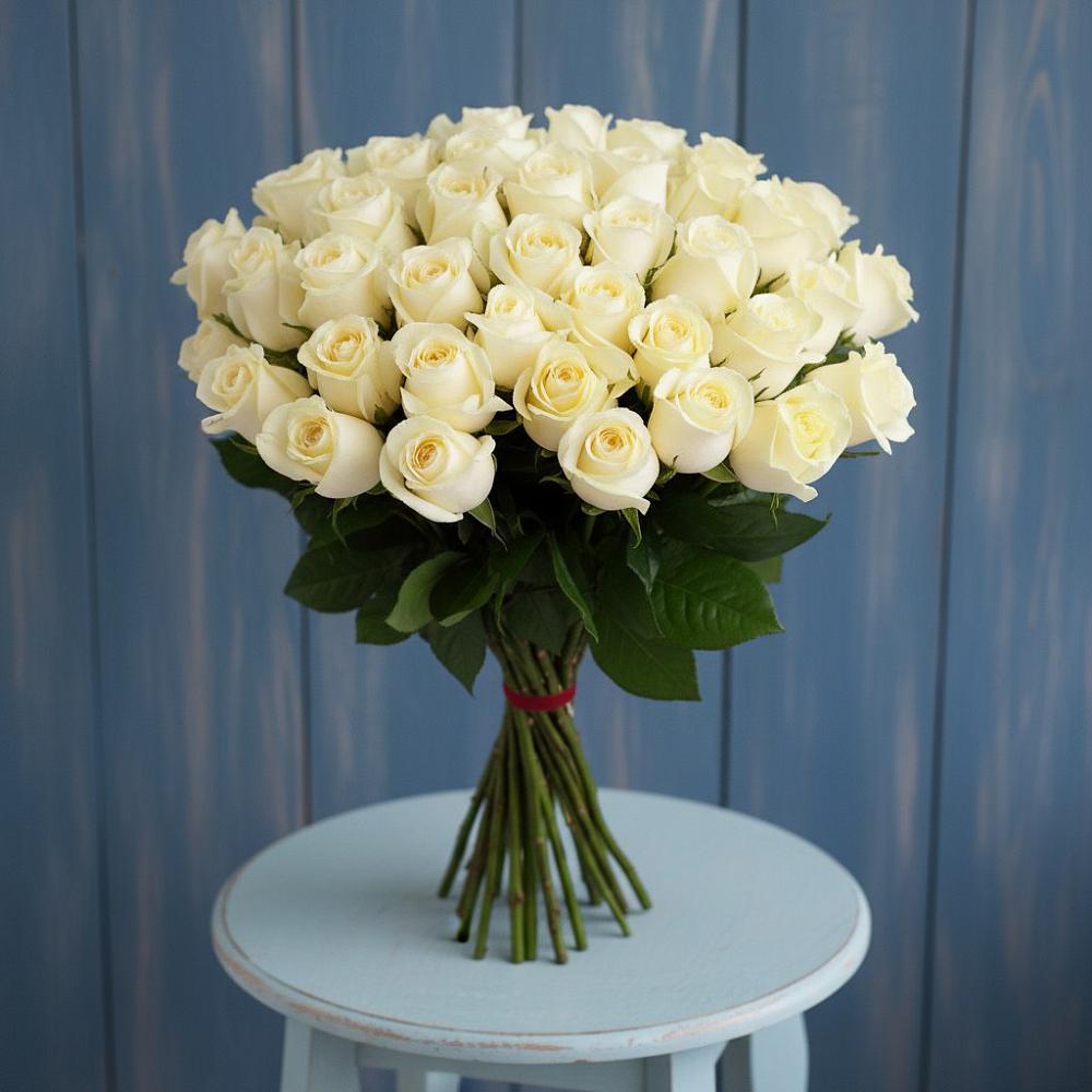 Букет 51 Белая роза Эдлесс Лав в Советском Руно