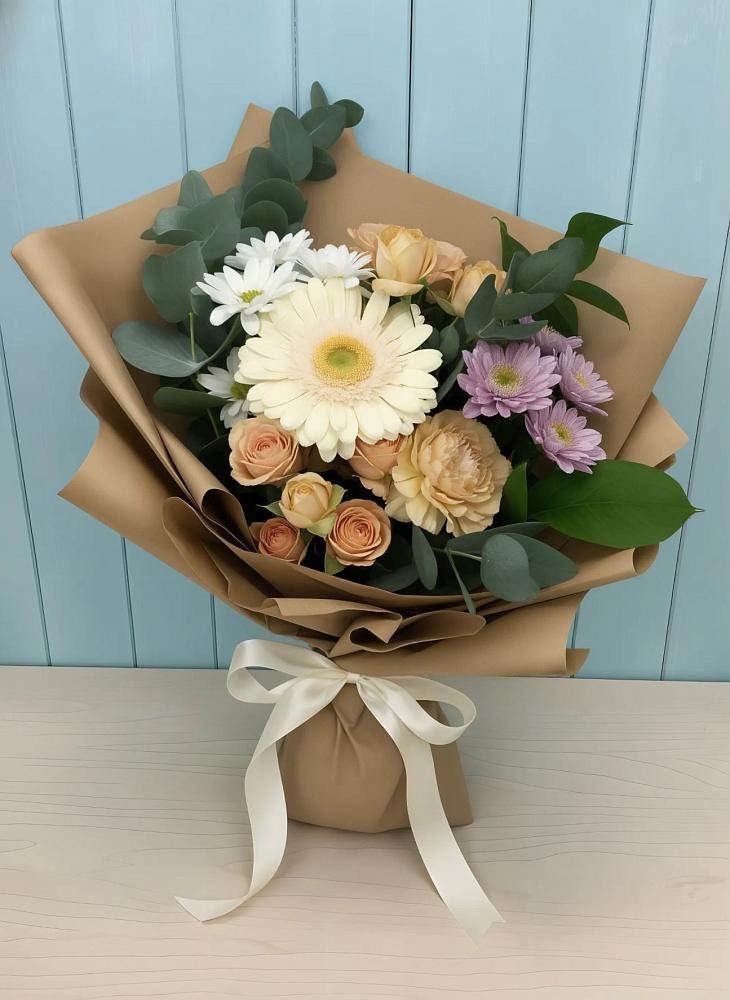 Букет цветов из: Герберы и Хризантемы в Советском Руно