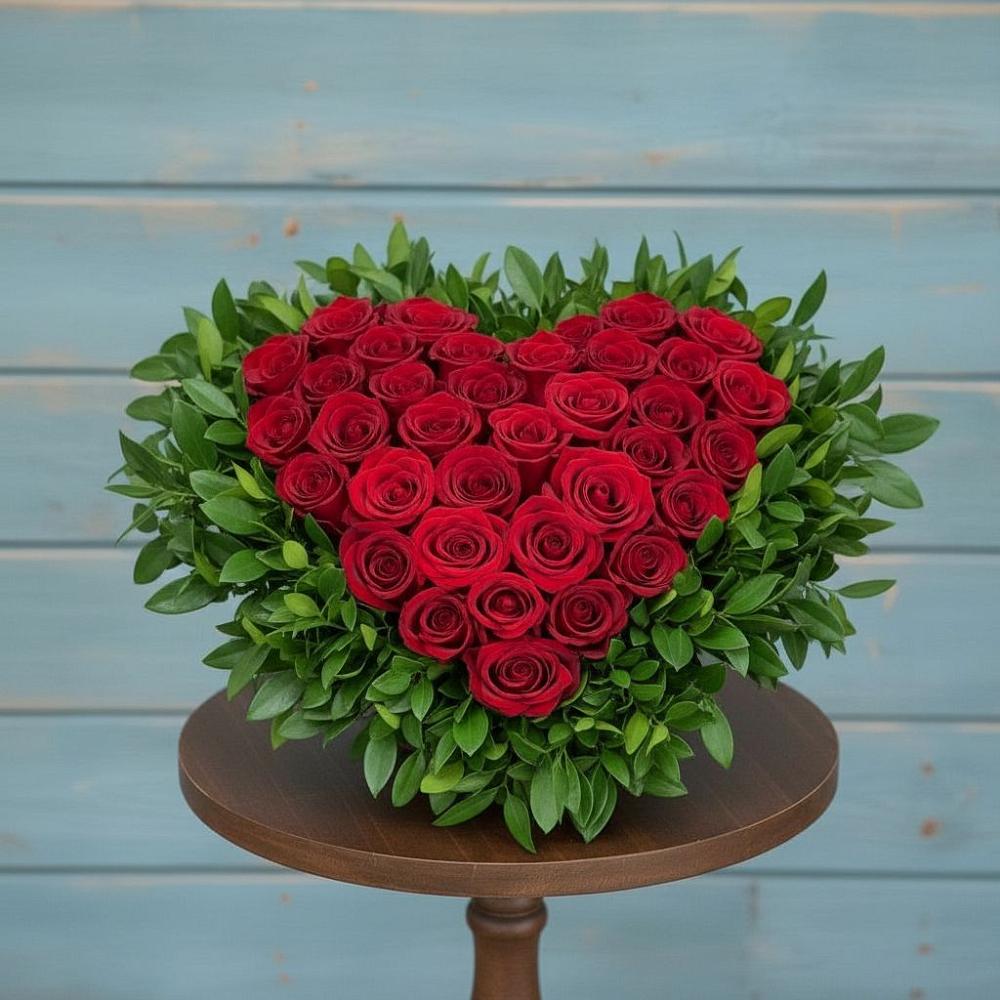 Цветочная композиция из Розы в виде сердца в Советском Руно