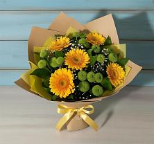 Букет цветов из:  Герберы и Хризантемы в Советском Руно