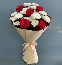 Букет цветов из:  Розы и Хризантемы в Советском Руно