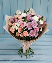 Букет цветов из:  Хризантемы, Розы и Альстромерии #REPLACE_PRED# Советском Руно