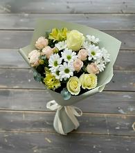 Букет цветов из:  Альстромерии, Розы и Хризантемы в Советском Руно