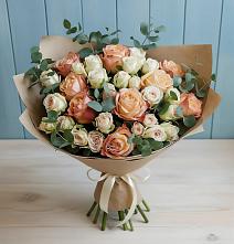 Букет цветов из:  Альстромерии и Розы #REPLACE_PRED# Советском Руно